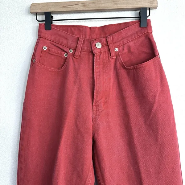 Vintage 90s JORDACHE 100% Cotton Red High Rise Jeans Sz 7/8 23” XS Butter mom - Image 3