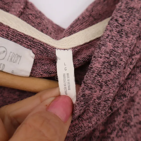 Out From Under Hoodie Women L Henley Mauve Space-Dye Cropped Pullover Excellent - Image 3