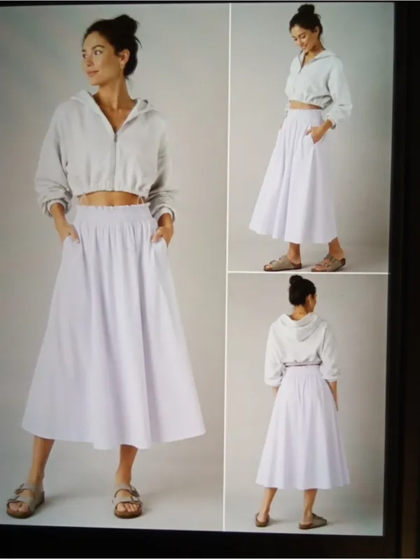 Lululemon Stretch Woven Ruffle Waist Midi Skirt Relaxed Fit Travel Womens Small - Image 2