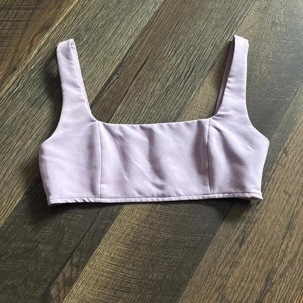 Princess Polly Huxley Top Square Neck Crop Tank Top in Lavender Women's SIze 6 - Image 2
