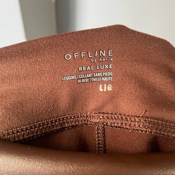 Aerie Chocolate Faux‎ Leather Leggings NWT - Image 2