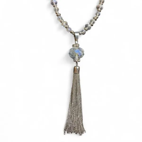 Paparazzi One Sway or Another Silver Tassel Statement Opera Length Necklace - Image 2