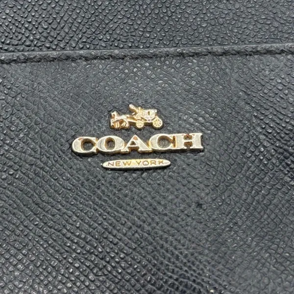 Coach Black Crossgrain Leather Crossbody Bag Gold Hardware Slim Messenger - Image 4