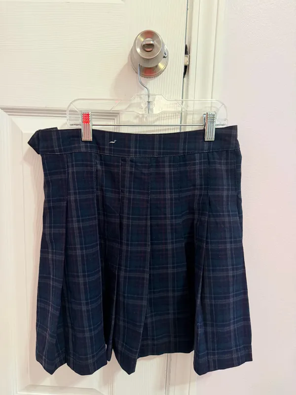 American Eagle Outfitters navy blue plaid pleated mini skirt - Image 2