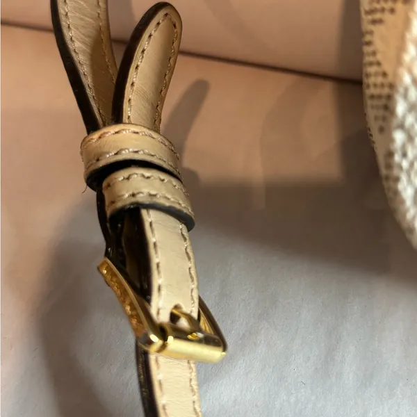 Michael Kors Monogram Crossbody Bag in Cream and Tan - Image 4