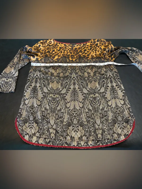 Ann Taylor Leopard & Lace-Effect Tunic Top - silky feel Polyester size Small - Image 7