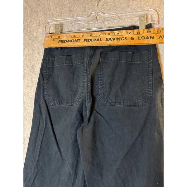 J.Crew Lizzie Wide Leg Pants Womens 24 Black Linen Blend High Rise - Image 4