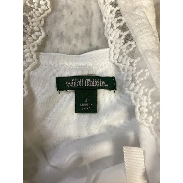 Wild Fable Womens White‎ Floral Lace Halter Top Ribbon Tie Neck Small NWT - Image 2