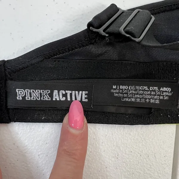 Victoria’s Secret PINK Active Sz M Sport Bra Ultimate Lightly Lined Black Floral - Image 10