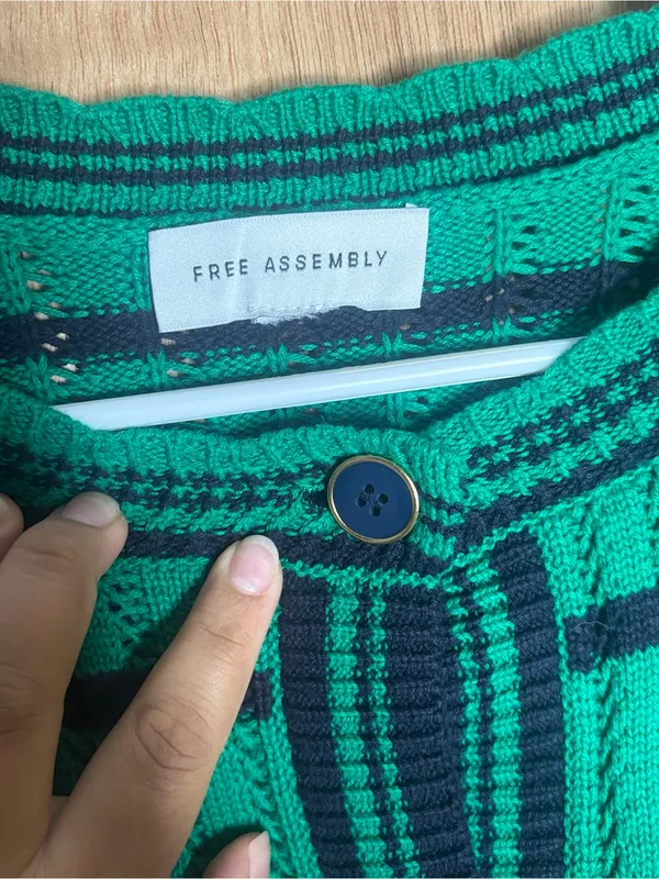 Free assembly women’s Green Striped Cardigan Sweater size S - Image 3