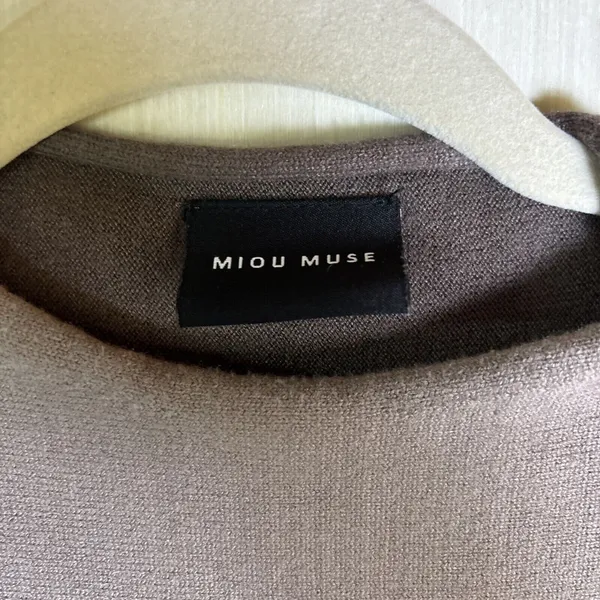Miou Muse Brown Cream Colorblock Oversized Knit Sweater Wide Sleeve M MMT1529 - Image 4