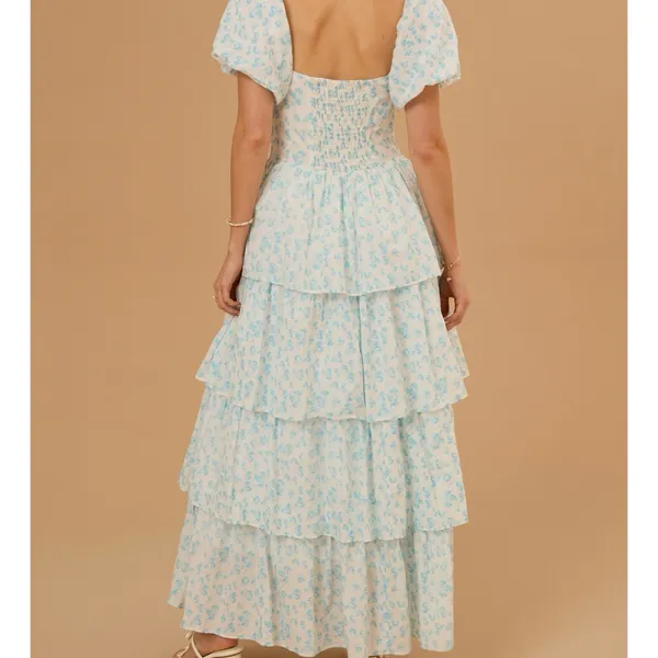 NEW Altar’d State Blue Floral Layered Maxi Dress Size Medium NWT - Image 4