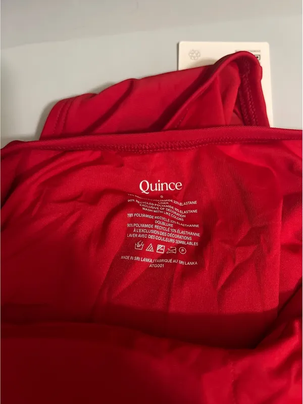 New Quince Italian Cross Back One Piece Women's Swimsuit Cherry Red Size Small - Image 3