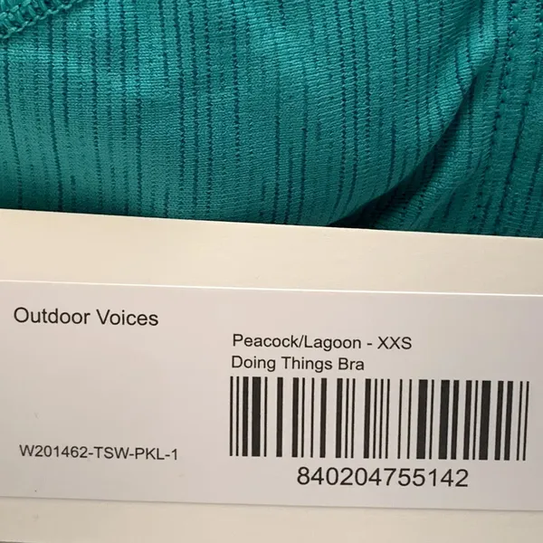 NWT Outdoor Voices Sz XXS Doing Things Sports‎ Bra Peacock Lagoon Teal Blue - Image 5
