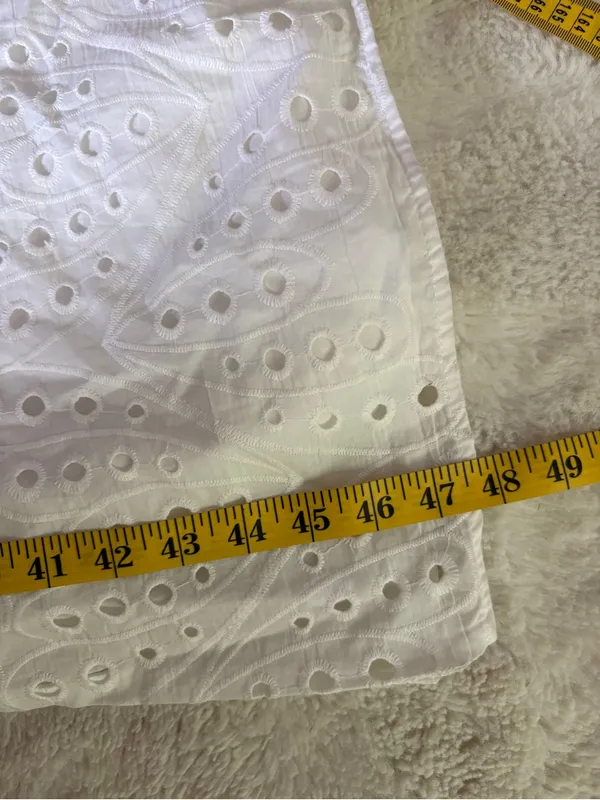 Zara White One Shoulder Eyelet Midi Dress Size XS 100% Cotton Coastal Beach - Image 8
