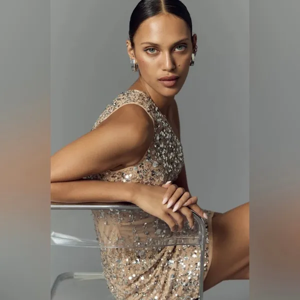 $498 NWOT Mac Duggal hand beaded and sequin Dress - Image 5