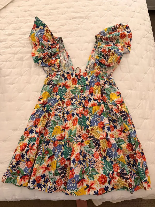 Haute Hippie B.Hauté by L. Bartlett Floral Ruffle Sleeve mini Dress - Image 2