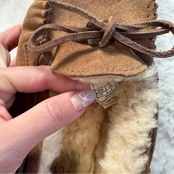 UGG Fur Moccasin Slippers 5 - Chestnut - Image 2