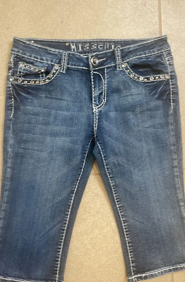 Miss Chic Blue #Embellished # U.S.A. #Capri #Jeans (Style: M336) - Image 4