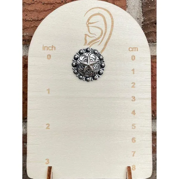 Lone Star Concho Earrings Silver - Image 2