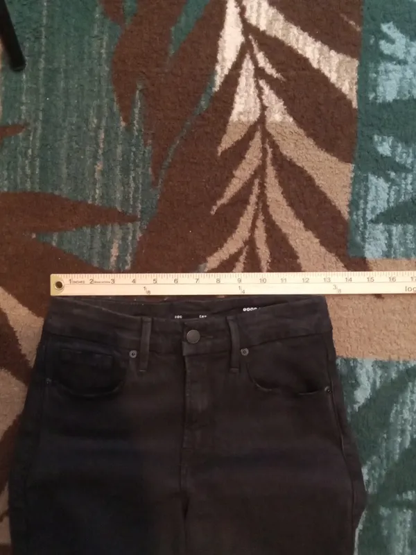 Good American Black Good Petite Straight Mid Rise Jeans Viscose Blens Womens 26 - Image 9