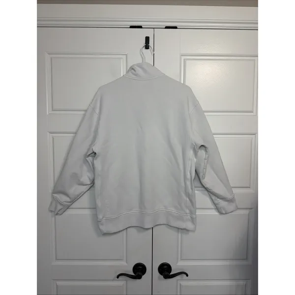Athleta Quarter Zip Sweatshirt Womens XS Light Gray Cotton Blend Pullover Pocket - Image 9