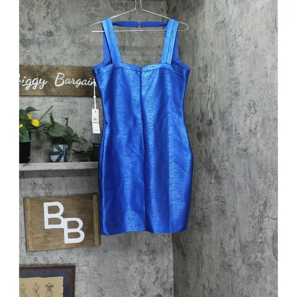 NWT Siena Sleeveless Foiled Bandage Bodycon Knit Mini Dress Saphire Blue 14 - Image 5