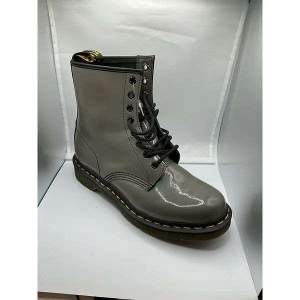 Doc Dr. Martens 1460 YS 8-Eye Gray Patent Leather Combat Boots Women's UK 6 US 8 - Image 9