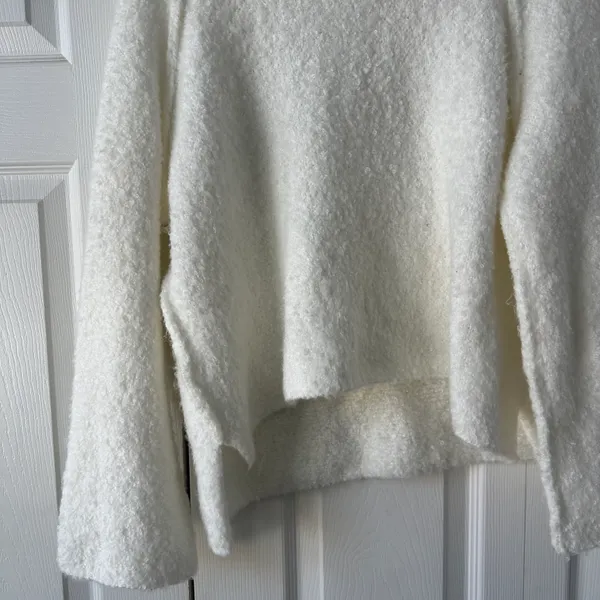 White  Sweater BFF Cocoon Solid Crew - Image 3