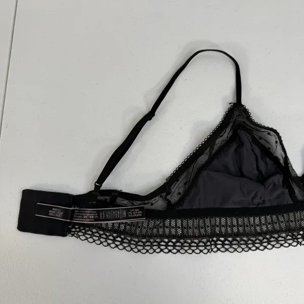 Victoria's Secret‎ S Small Bralette Bra Black Lace Adjustable Unlined Sheer Mesh - Image 9