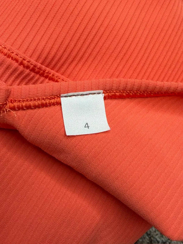 Lululemon Power Pivot Ribbed Tank Top Shirt Warm Coral Orange 4 W1CQMS - Image 5