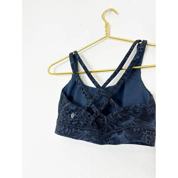 Lululemon Free To Be Serene Bra Size 6 Strappy Back Floral Print Blue Yoga - Image 10