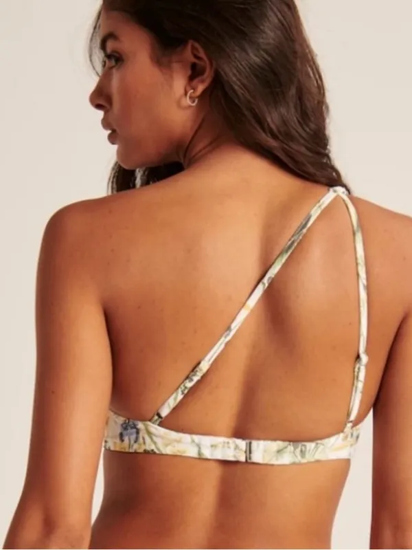 Abercrombie & Fitch Tropical Palm Print Asymmetrical One Shoulder Bikini Top - Image 3
