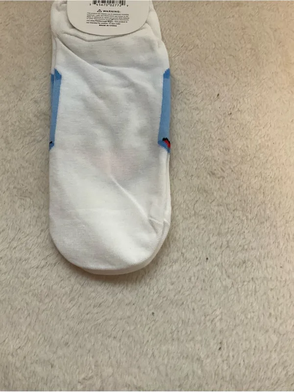 Peanuts Snoopy & Woodstock Heart No-Show Socks - White/Blue/Red - Image 3