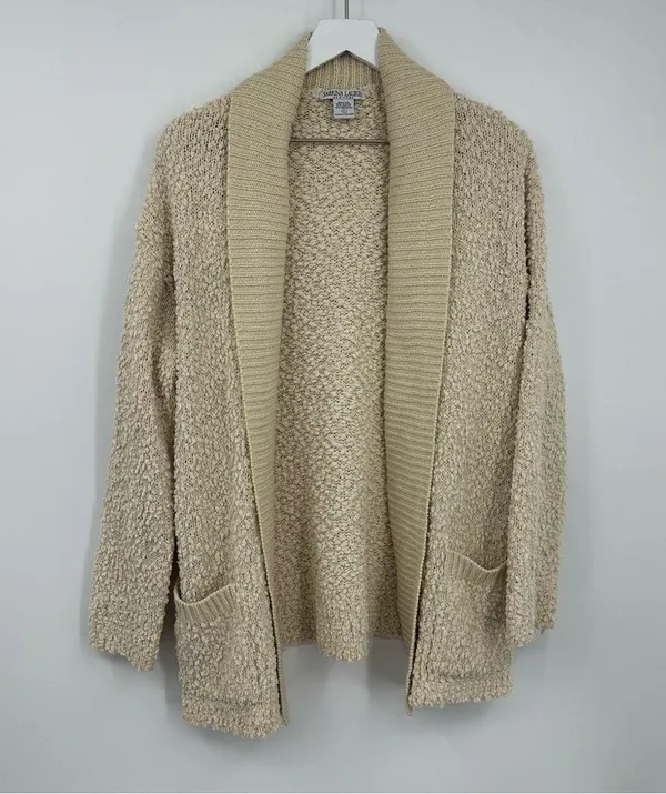 Vintage Style Cream Sweater Cardigan Size Large Boho Fall Cozy Soft Baggy - Image 3