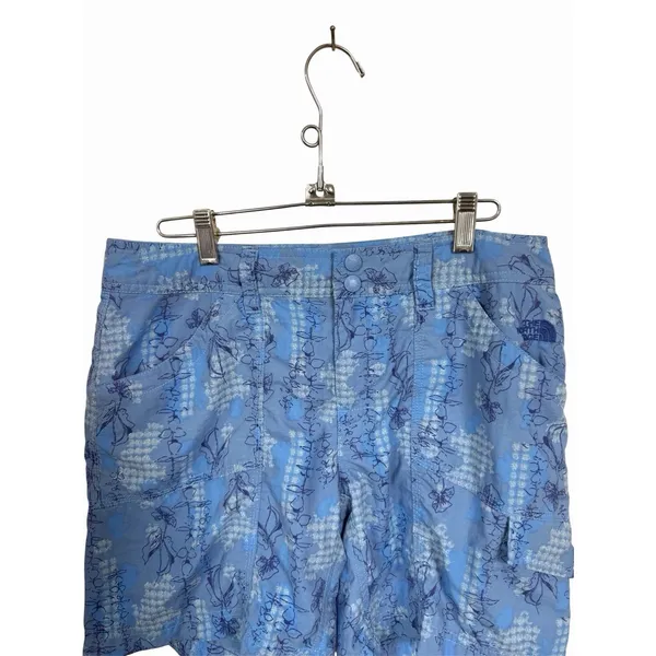 The North Face Women’s Sz 8 Blue Floral Athletic Shorts Nylon Outdoor Active - Image 2