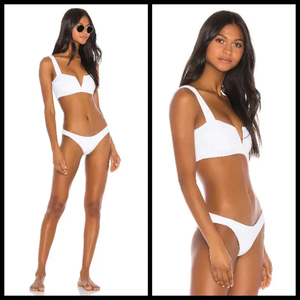 💕L*SPACE💕 Ribbed Lee Lee Bikini Top ~ White Medium NWT - Image 12