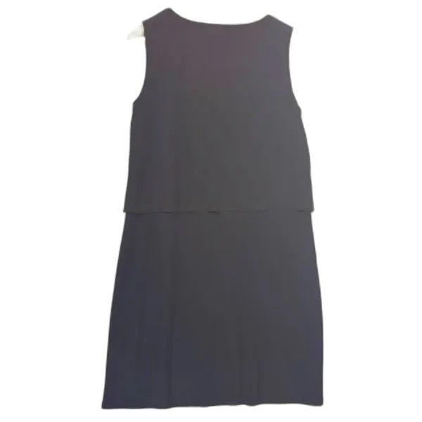 New Roz & Ali Dress Black Front Tie Overlay Sheath LBD‎ Wedding Minimalist Large - Image 3