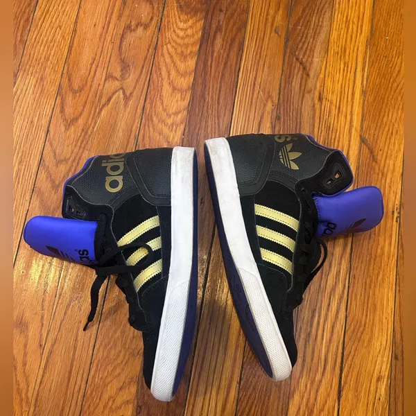 adidas Purple & Black High-Top Sneakers with Gold Stripes - Image 7