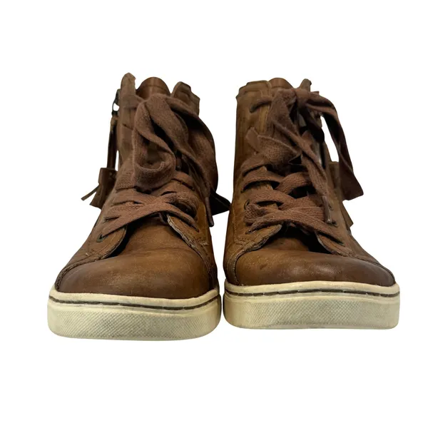 UGG Blaney Brown Leather High Top Sneakers Tassel Side Zip Womens Size 7.5 Shoes - Image 5
