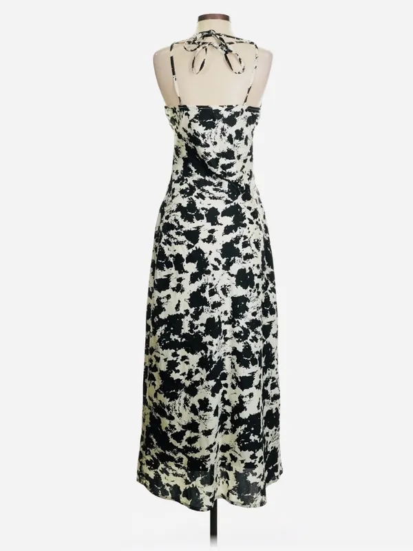 Thirty Thirty Cow Print Satin Maxi Dress Size Medium - Image 2