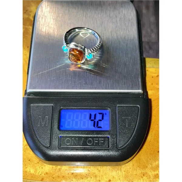 Baltic Amber Sleeping Beauty Turquoise Sterling Silver Ring Size 7 - Image 8