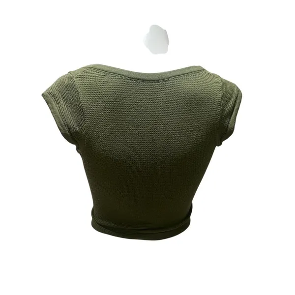 Urban Outfitters Out From Under Women's Olive Green Crop Top Short Sleeve Tee M - Image 6