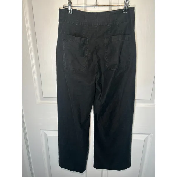 Maeve Anthropologie Black Crop Utility‎ Kick Flare Pants Size 6 High Rise - Image 4
