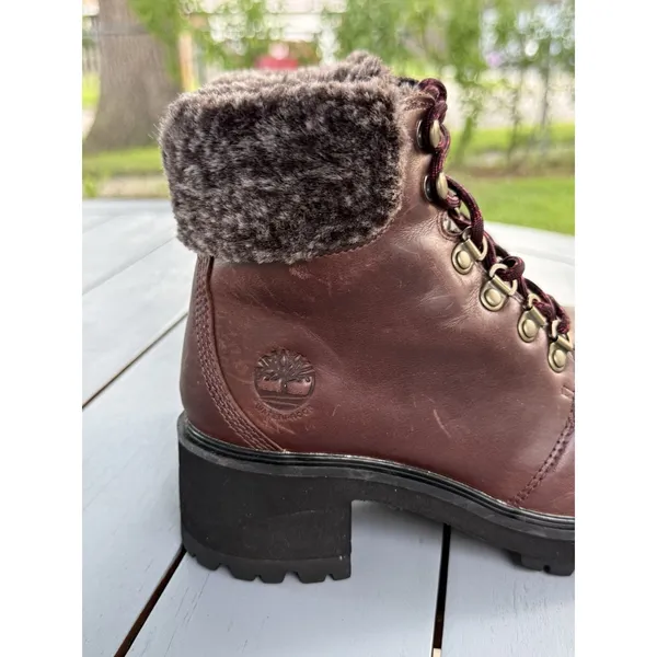 Timberland Women Size 5.5 Kinsley Waterproof Brown Leather Faux Fur Ankle Boot - Image 8