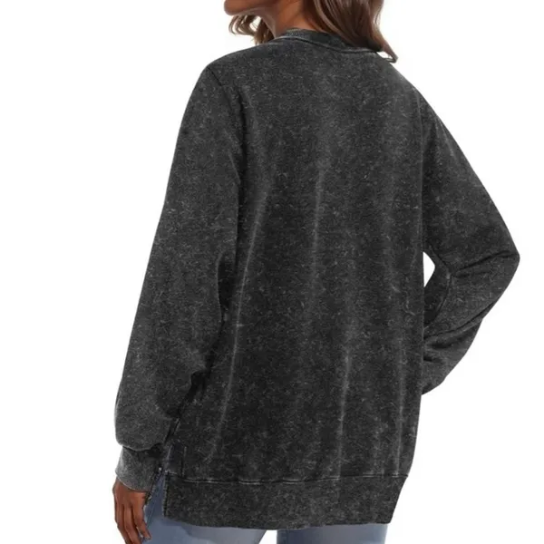 NWT ~ Distressed Black Oversized Sweatshirt Side Splits & Long Sleeve ~ LARGE - Image 2