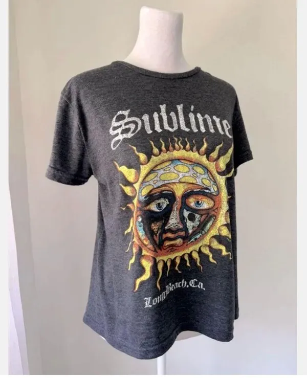 Sublime Long Beach Ca Sz S Tee T-Shirt Top Gray W Print Super Cool - Image 2
