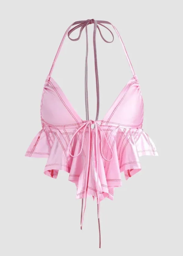 NWT Irregular backless crop top Pink Size M - Image 4