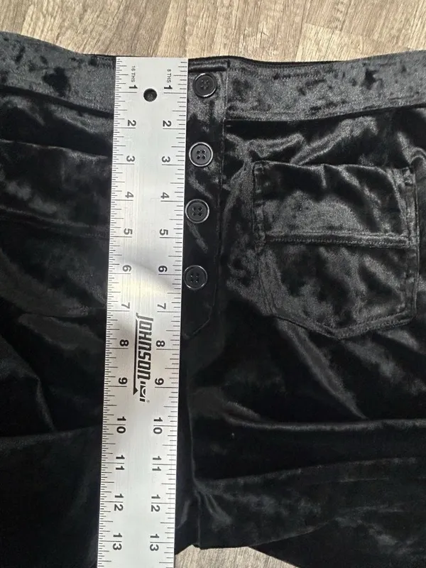 Halara Velvet straight Leg Pants Small Black Front Pockets High Waisted Pull On - Image 8
