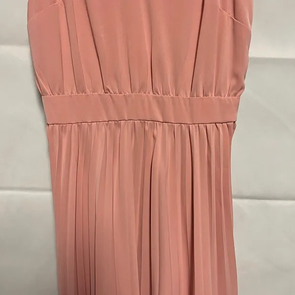 Women's Pink Pleated Sleeveless Midi Dress Size Medium - Image 4